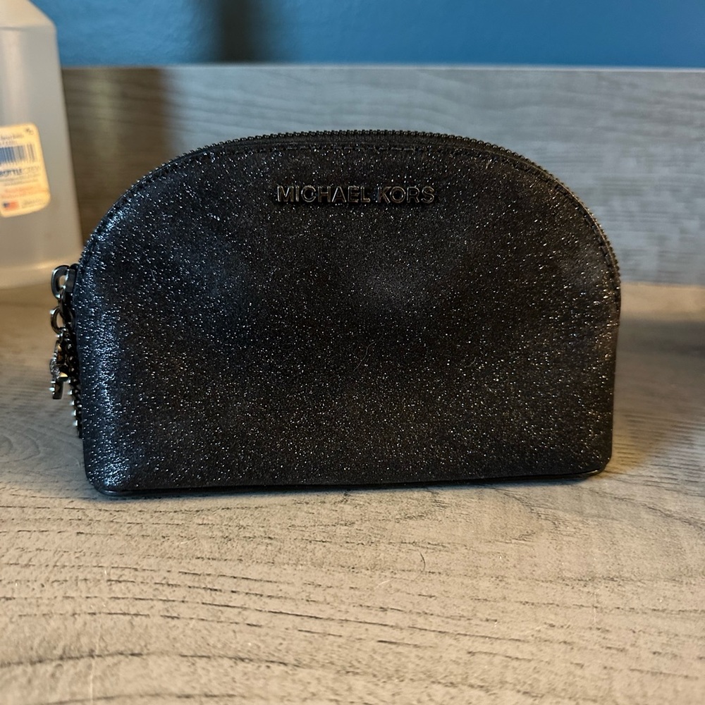 Michael Kors Black Glitter Cosmetic Pouch